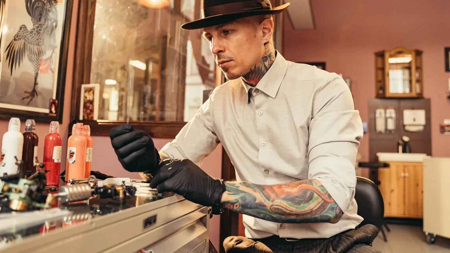 Professional tattoo artist working in a clean Brampton tattoo studio at Ink Me Toronto.